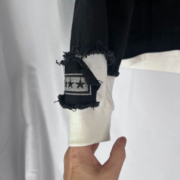 Polo Mano NWT Black & White Hooded Denim Cotton Jean Jacket Size LG - Picture 3 of 10